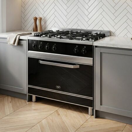 Cocina Semi Industrial TST Vesta 90 cm Negra Vidrio Templado