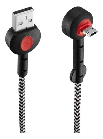 Cable Dekkin Redondo 90 Grados Micro Usb Negro Y Rojo Ca-313 Nr