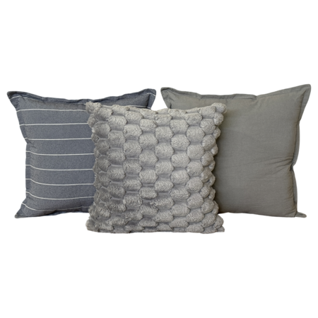 Pack X 3 Almohadones Tusor 50x50 y Peludo 45x45 Nordico cama