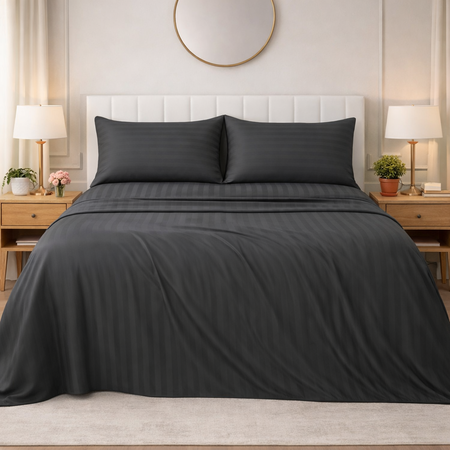 Sabanas Dobby 4 piezas cotton touch King Gris Oscuro