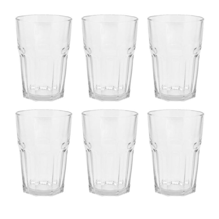 Set X 6 Vasos Altos Facetados 400 Cc