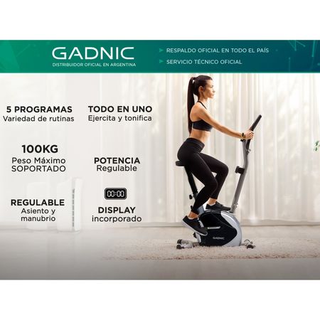 Bicicleta Fija Gadnic B-18 Hogareña Regulable 5 Programas Hasta 100kg Magnética