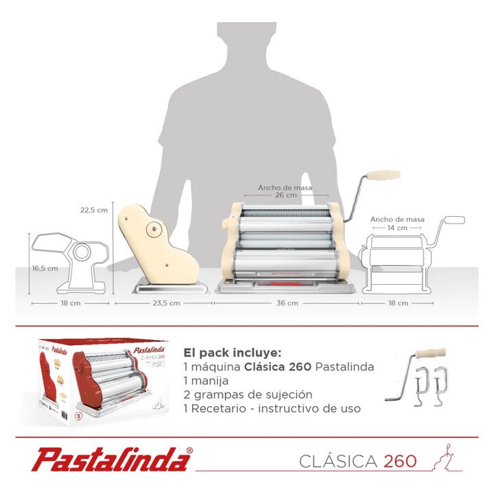 Fabrica De Pastas Pastalinda Clasica 260 Original Fideo Masa Beige - Vista 7