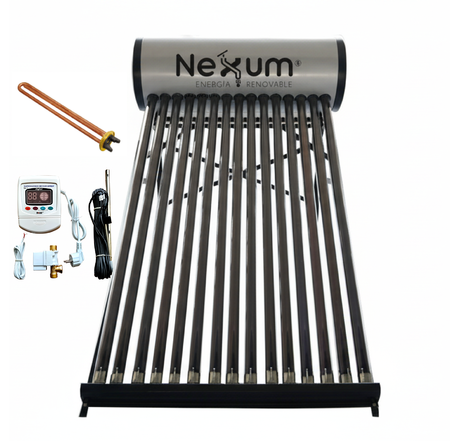 Termotanque Solar Heat Pipe Presurizable de 200 Litros con Resistencia eléctrica y Controlador 