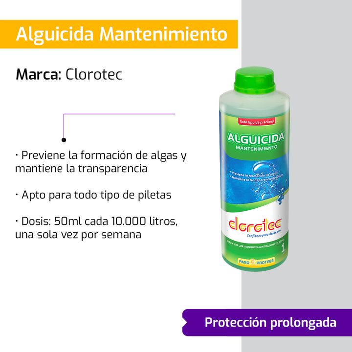Alguicida Liquido Mantenimiento Piletas 10lts Clorotec - Vista 3