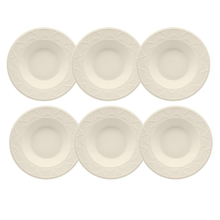 Serena Cream - Set X 6 Platos Hondo 23 Cm Oxford