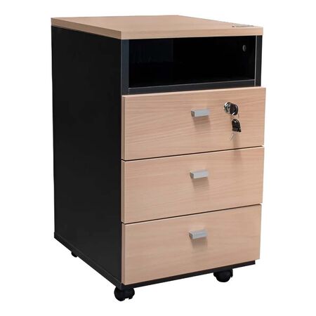 CAJONERA ARCHIVO CON RUEDAS DE 3 CAJONES CON LLAVE NEGRO HAYA