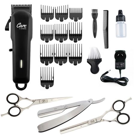 Kit de Peluquería Gadnic Maquina Cortadora de Pelo + Set Tijeras Profesional Pulir Navaja y Microdentada