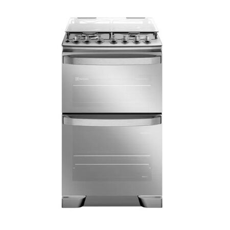 Cocina A Gas Acero Inoxidable 56 Cm-4 H. Doble Horno Electrolux F4edm