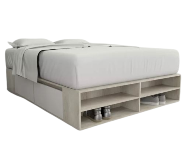 Base Cama Box Linea Minimal 1.40m 4 Cajones Con Estantes 6442 Nevado/Everes Tables - Vista 2