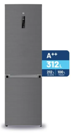 Heladera No Frost BGH BRC310/2A Combi 312Lts Inverter Dark Inox