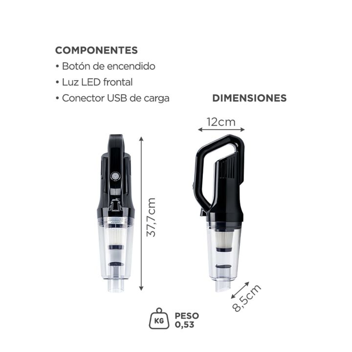 Aspiradora De Mano Gadnic 120W 9000Pa Inalambrica Bateria 2000mAh Filtro HEPA Carga USB Bajo Ruido Auto Hoga - Vista 6