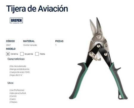Tijera de Chapa Aviación Bremen Derecha