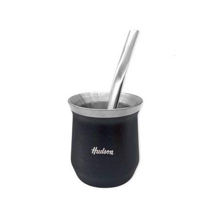 Set En Caja Mate/Bombilla Hudson Vaso Acero NEGRO