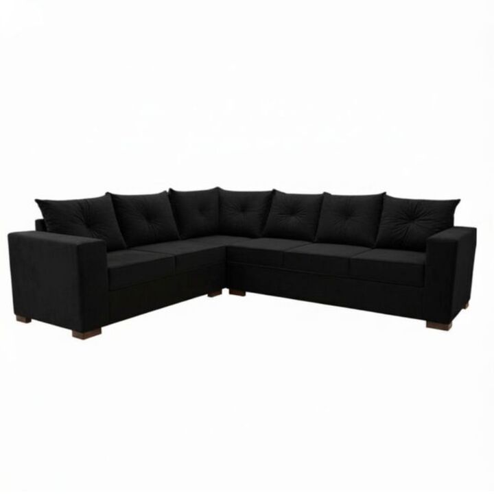 Sillon esquinero Bariloche con seis lugares color negro - Vista 1