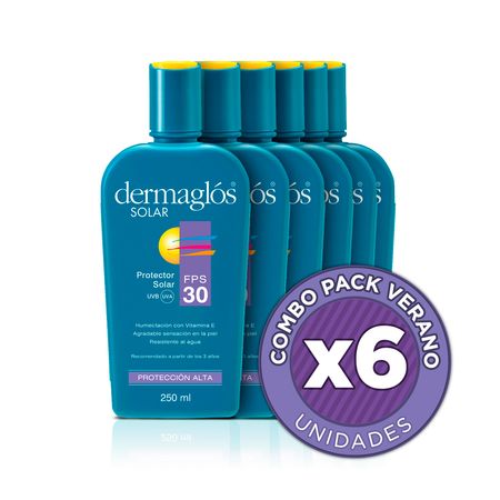 Protector Solar Dermaglos Fps 30+ Emulsión Piel Sensible X6