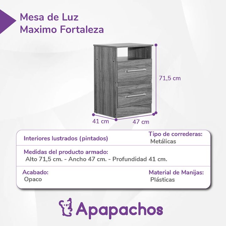 Combo para Dormitorio Placard y Mesa de Luz Reforzados Maximo Fortaleza Marfil - Vista 6