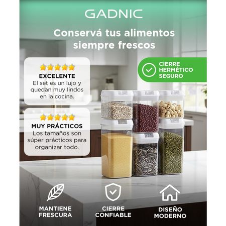 Kit x 6 Frascos con Cierre Hermético Gadnic 