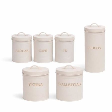 Set 6 Latas Cocina Deco Guardado Minimalista Carol Beige y Cobre