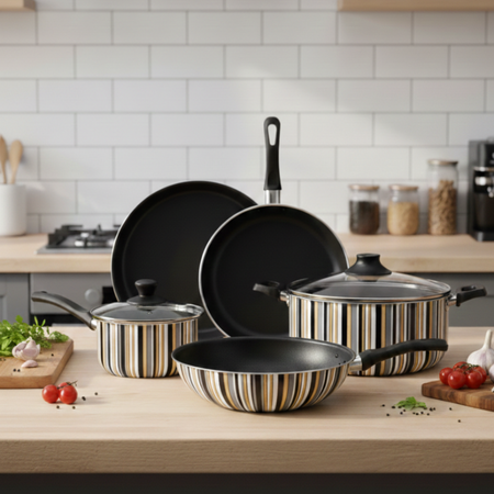 Batería Antiadherente Cacerola Olla Sarten Wok Pizzera Aston Tutti Black