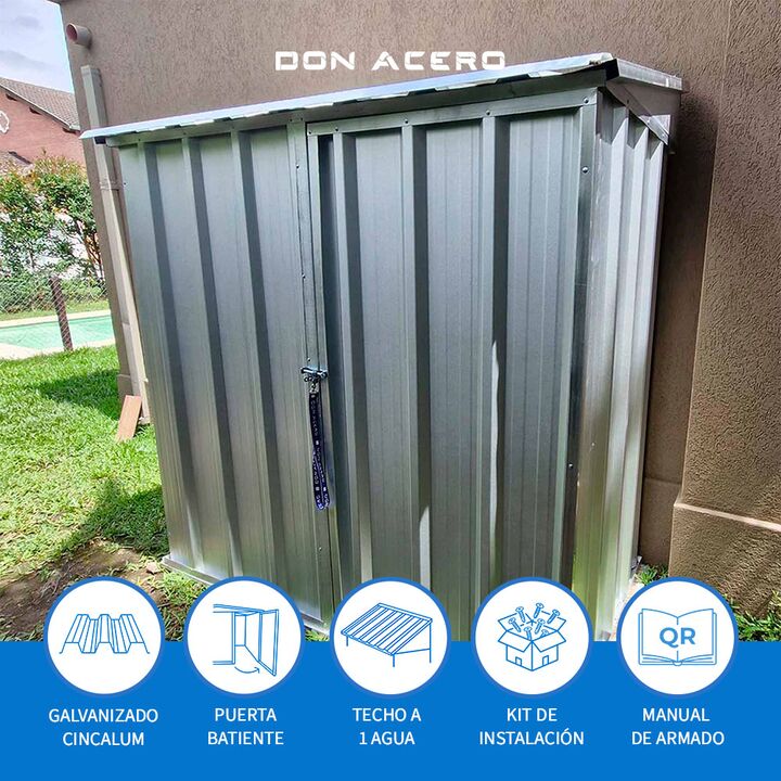 Deposito Armario Caseta Cobertizo de jardin 2x1 Techo 1 agua DON ACERO - Vista 4