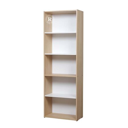 BIBLIOTECA ESTANTERIA MESINA 5 ESPACIOS HICKORY MADERA / BLANCO