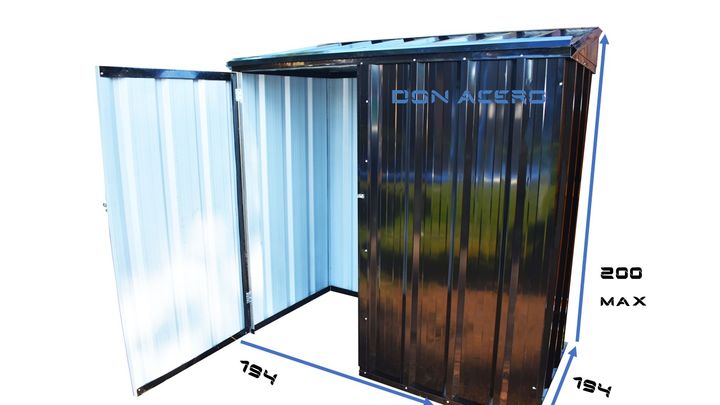 Armario Deposito Galpon de jardin Casi 2x2x2 Techo 1 agua Negro DON ACERO - Vista 2