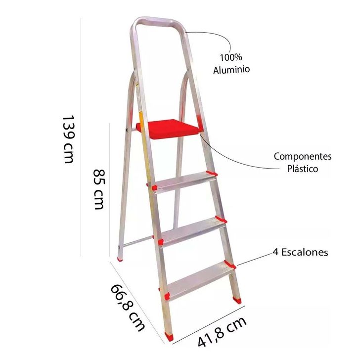Escalera BOTAFOGO de Aluminio de 4 Escalones Tipo Tijera - Vista 5