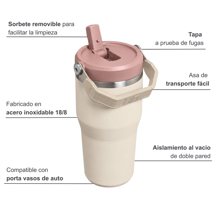 Botella Stanley Flip Straw 2.0 591Ml - Champagne - Vista 4
