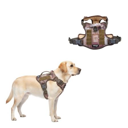 Arnés Pretal Táctico Perro Anti Tirones Reflectivo Waggs XL Marrón Camuflado