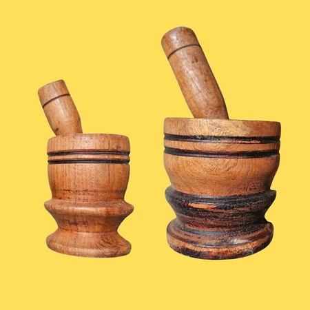 Mortero 100% Artesanal Algarrobo Con Pilon - Especias Granos