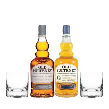 Set Whiskys Old Pulteney x 2 y 2 Vasos Lisos Con Estuche