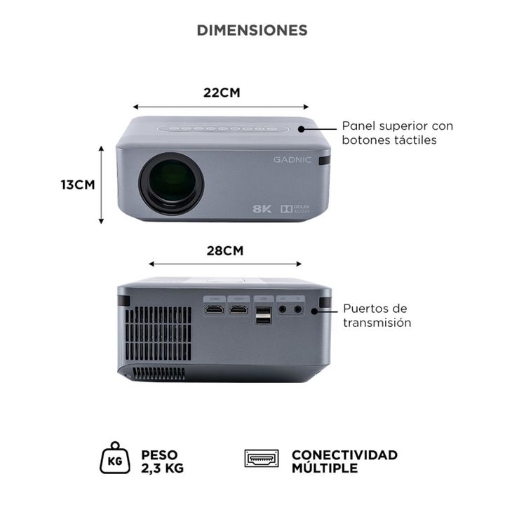 Proyector Gadnic 8000 Lúmenes Dolby 90w - Vista 6