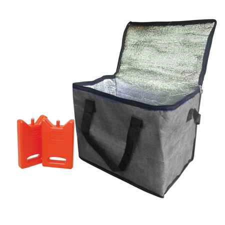 Set lunchera termica conservadora gris 2 geles refrigerantes