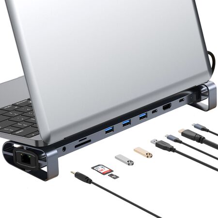 Hub USB C Gadnic ConnectPro10X Adaptador 10 en 1 HDMI 4K