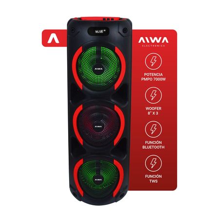 Parlante Bluetooth Torre de Sonido Aiwa AW-T381 8"x 3 Potente 7000w