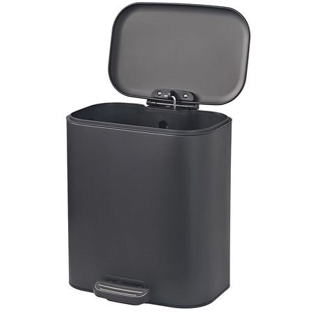 Cesto De Basura Rectangular Con Pedal Negro Mate 6Lts