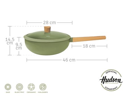 Wok Hudson Olive 28 Cm Con Antiadherente 4.6 L