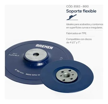 Soporte Disco Fibra Bremen 7 Pulgadas 180 Milimetro Flexible