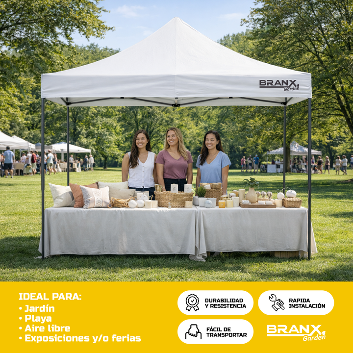 GAZEBO VERDE SIN LATERALES 3x3 mts - Vista 5