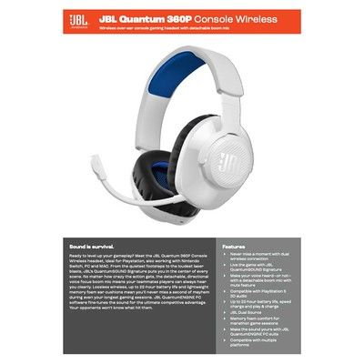 Auricular JBL Headset Gamer Quantum 360P Console Wireless Blanco
