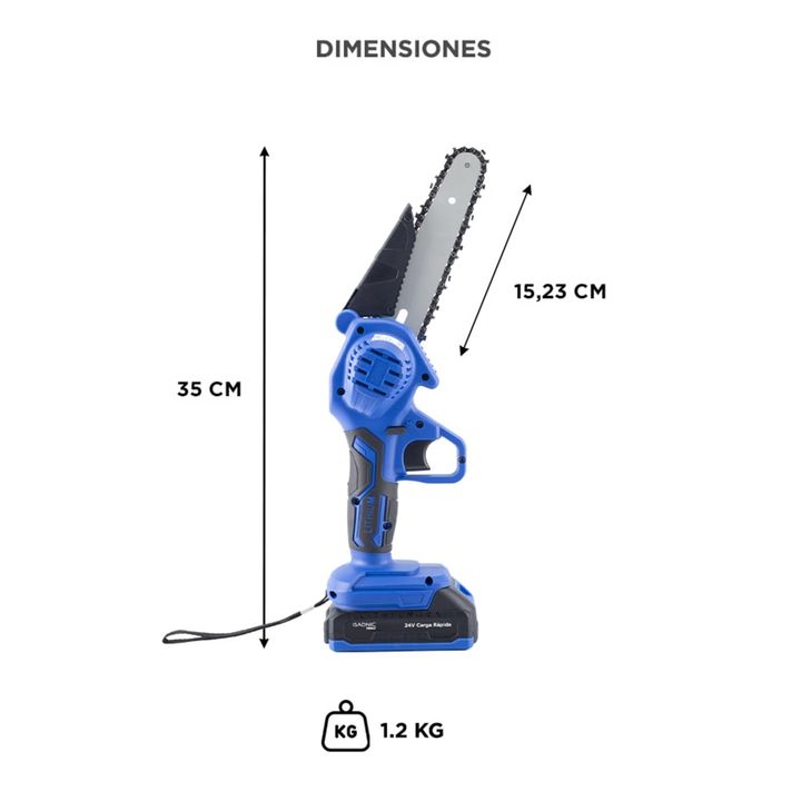 Mini Motosierra Electrica Gadnic Inalambrica + 2 Baterías - Vista 6