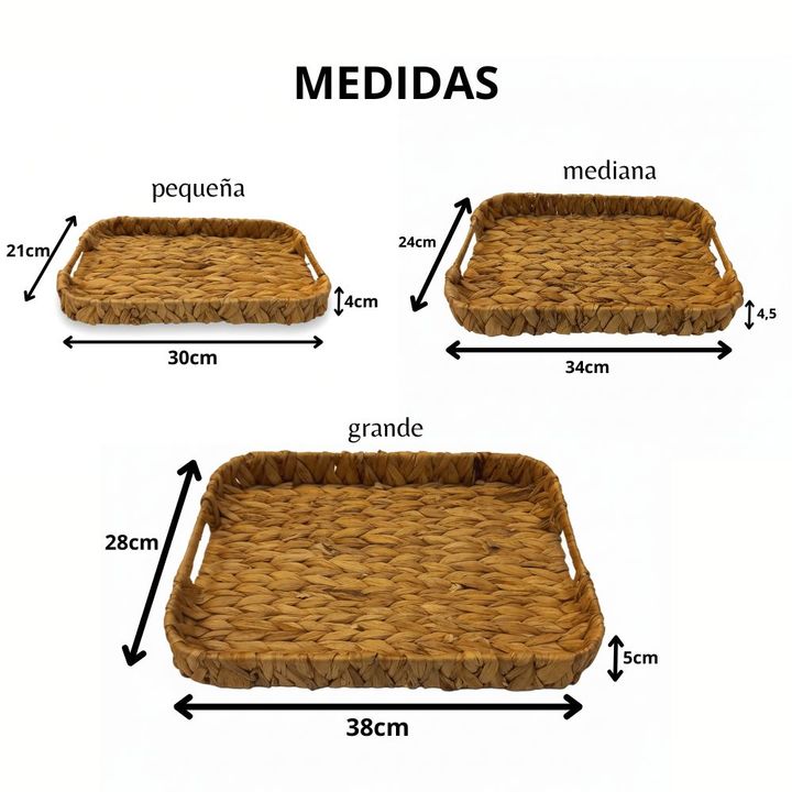 Set x3 Bandejas Fibra Natural Yute - Vista 4