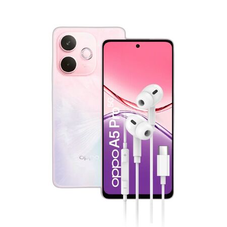Combo Oppo A5 Pro 5G 8+256GB Pink + Auriculares Dekkin USB-C