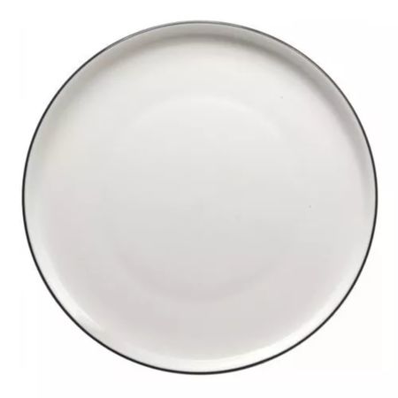 Plato De Postre Sakura Blanco Bordes Negros Porcelana 20 cm