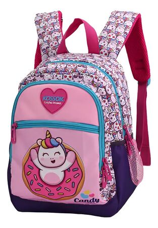 Mochila Kossok Glossy Escolar Premium Rosa Liso