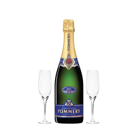 Set Espumante Pommery Champagne Brut Royal y 2 Copas Con Estuche