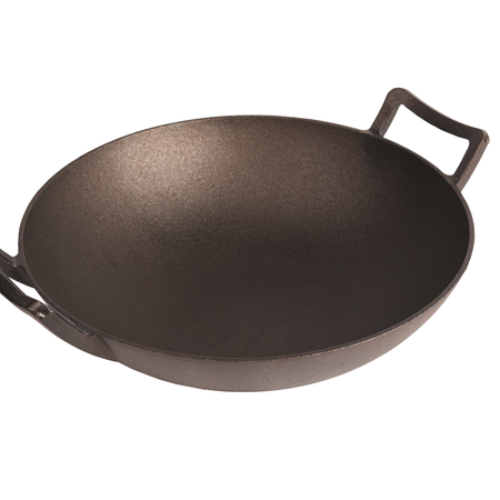 Wok De Fundición 32cm Con Asa Kamado Argentino Negro