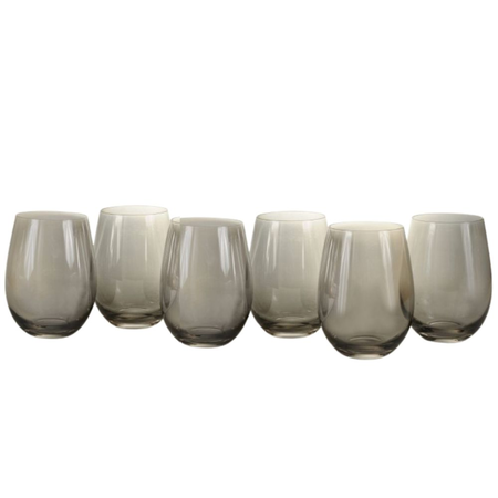 Set x6 Vaso Vidrio Copa Copon Agua Vino Fume Black 500 cc