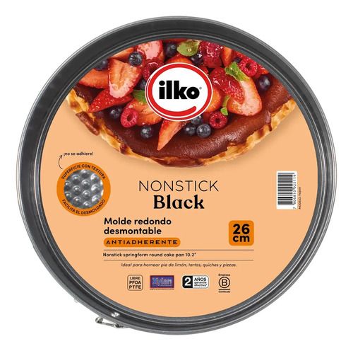 Molde Redondo Antiadherente 26cm Ilko Non Stick Negro - Vista 3